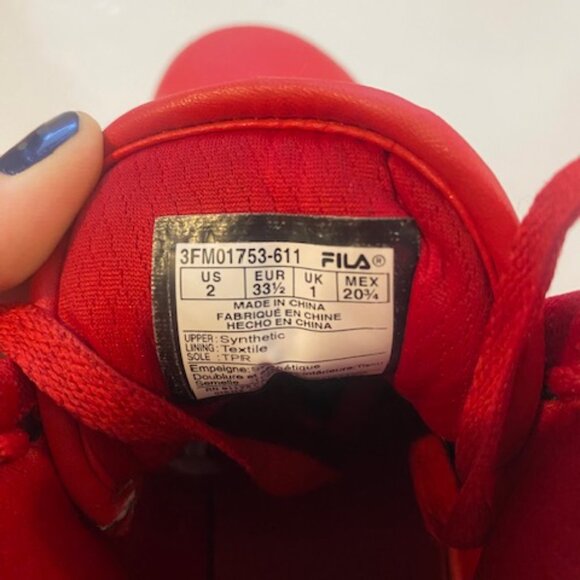 Fila Red Higtops Kids size 2 - Picture 6 of 8